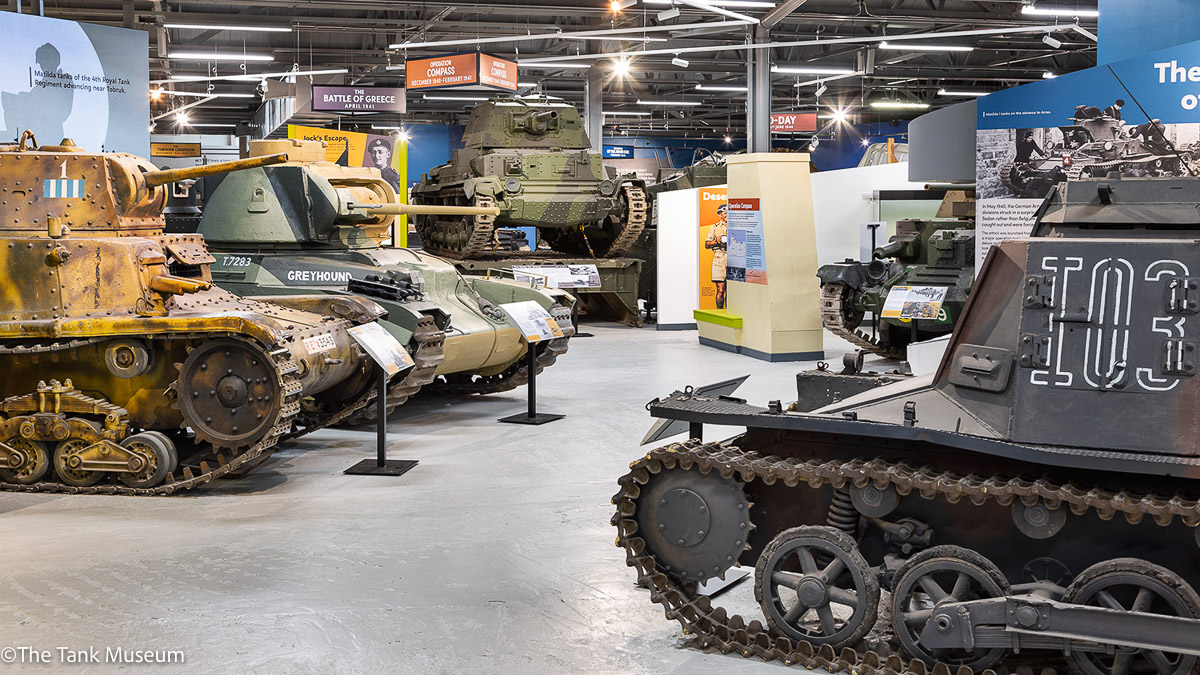 Range of tanks at  Bovingdon Tank museum travel with Theobolds coaches