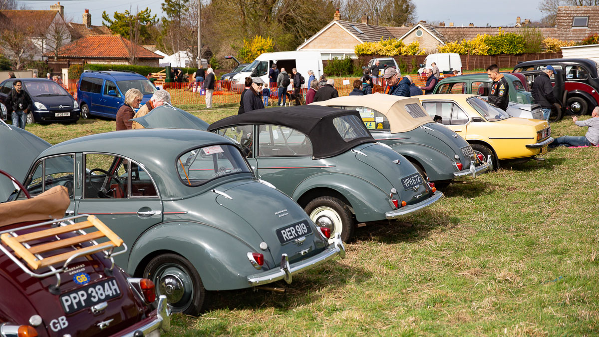 Row of Vintage Classic cars at The Thriplow County Fair