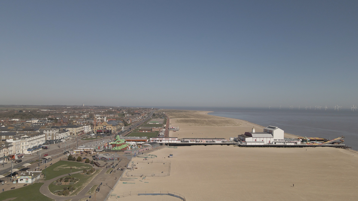 Drone shot of Great Yarmouth beach