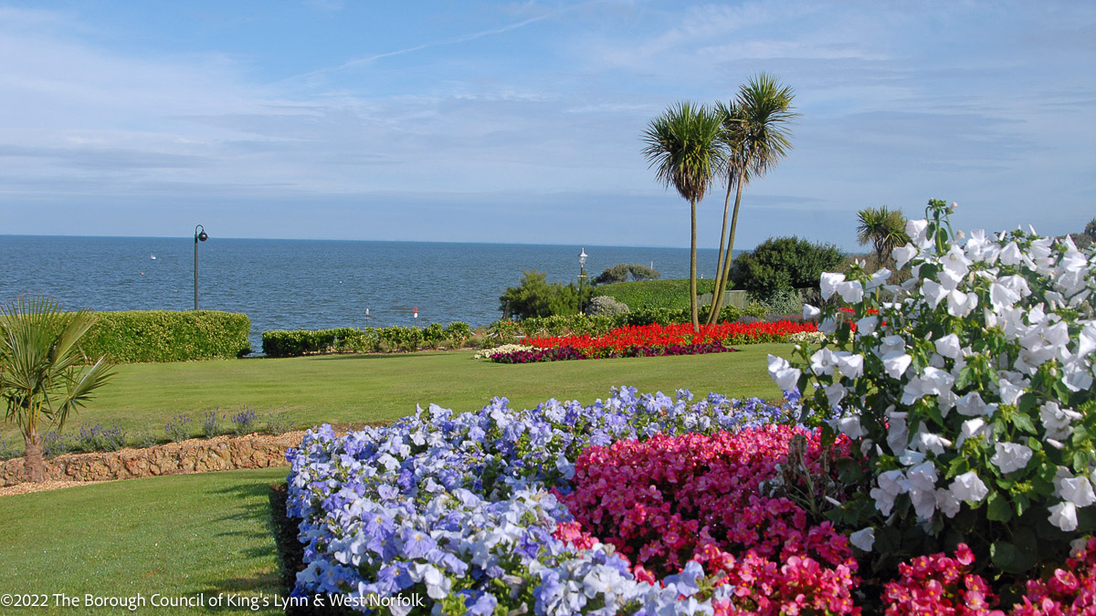 Flower garden and sea view